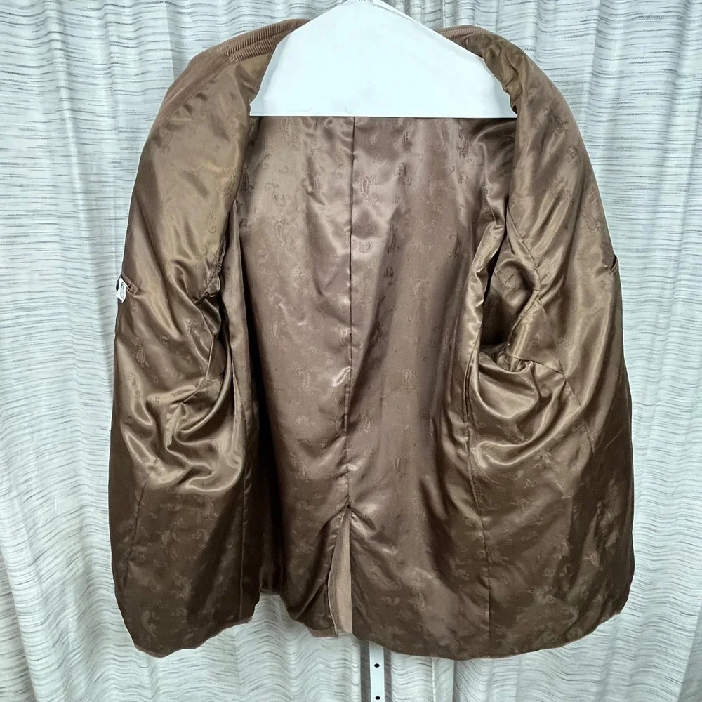 Stafford Blazer Brown Mens 54PT REG Corduroy Elbow Patches Good